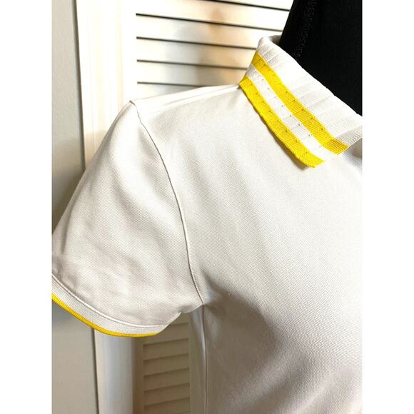 Tory Burch Sport Performance Pique Pleated Collar Polo Snow White /Sundance - Picture 4 of 10
